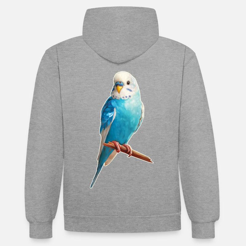 Perruche ondulée - Sweat à capuche contrasté - gris chiné/bleu marine