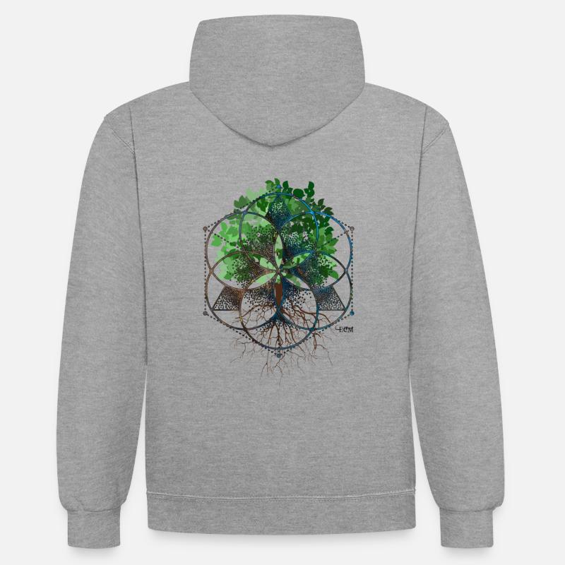Arbre de Petit - Sweat à capuche contrasté - gris chiné/bleu marine