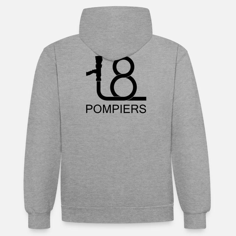 lance_18_2 - Sweat à capuche contrasté - gris chiné/bleu marine