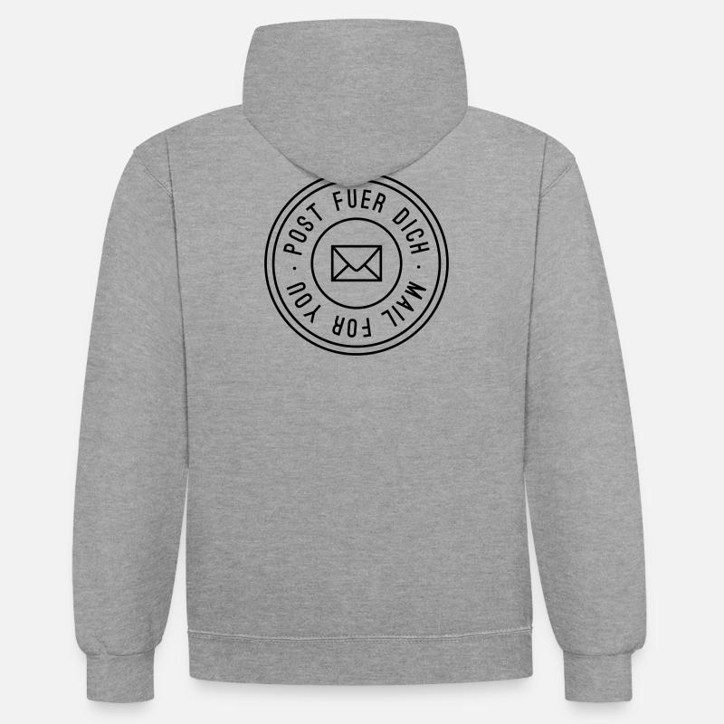 UNE Post pour vous - Sweat à capuche contrasté - gris chiné/bleu marine