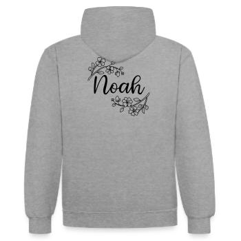 Noah | name of name | Vectorgraphic ! - Kontrast-Hoodie - Grau meliert/Navy - Hinten - Luana (180cm)