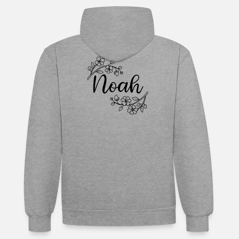 Noé | Nom du nom | Vectographie ! - Sweat à capuche contrasté - gris chiné/bleu marine