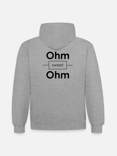Unispruch "Ohm sweet Ohm" Geschenk, Studenten - Kontrast-Hoodie - Grau meliert/Navy
