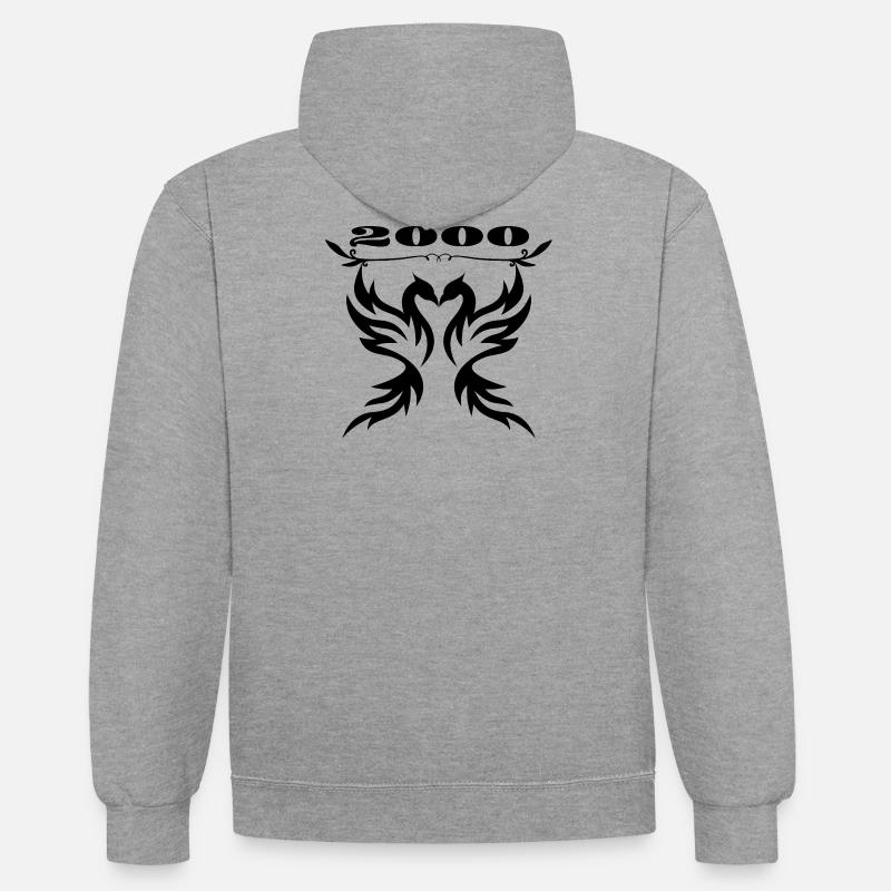 Silhouettes des ailes noires 2000 - Sweat à capuche contrasté - gris chiné/bleu marine