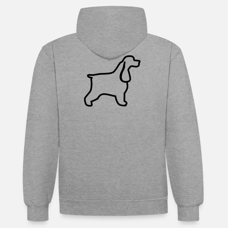 Plan cocker anglais - Sweat à capuche contrasté - gris chiné/bleu marine