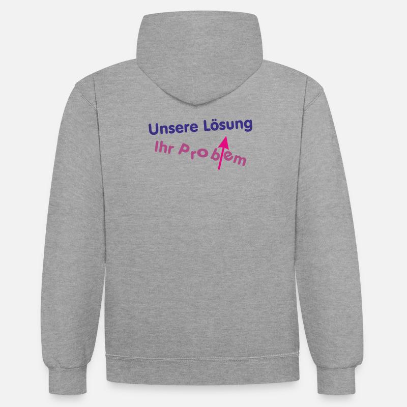 Unsere Lösung (wird) Ihr Problem ... - Kontrast-Hoodie - Grau meliert/Navy