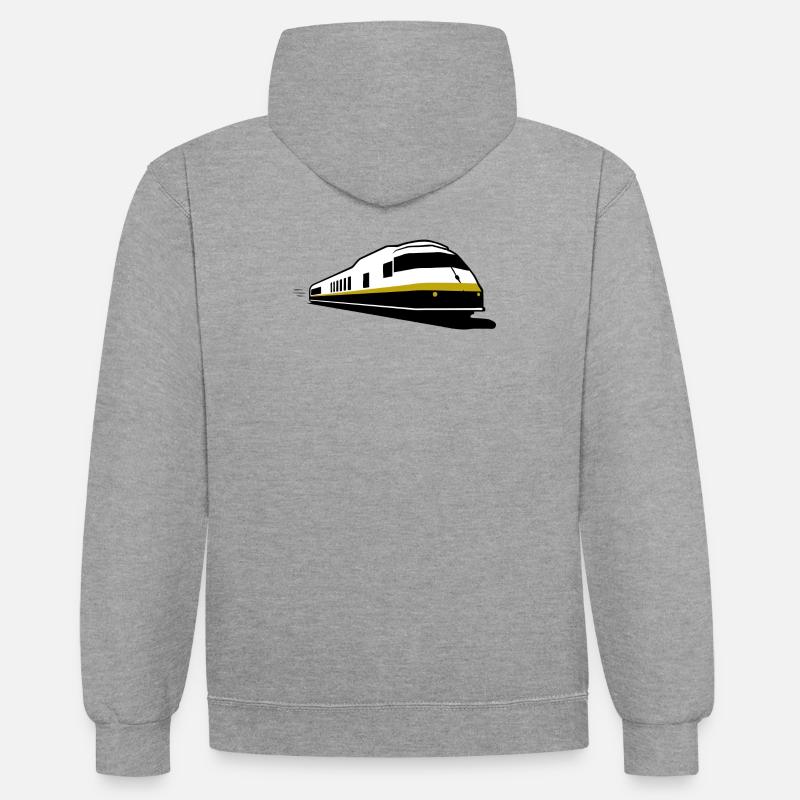 TRAIN - Train - Chemin de fer - Sweat à capuche contrasté - gris chiné/bleu marine