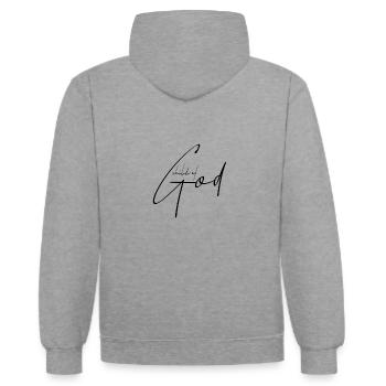 enfant de dieu religieux Jésus croire la foi l'amour - Sweat à capuche contrasté - gris chiné/bleu marine - Dos - Luana (180cm)