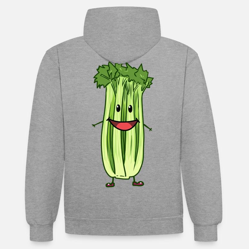 Céleri Céleri Légumes Végétariens Sains - Sweat à capuche contrasté - gris chiné/bleu marine