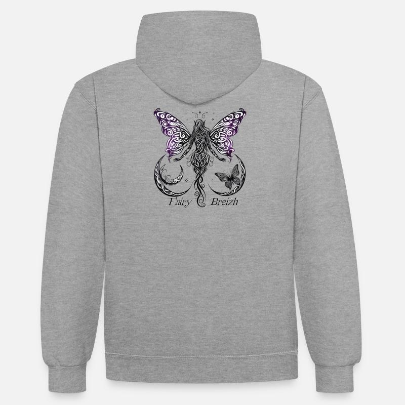 La Fée Espiègle by FairyBreizh - Sweat à capuche contrasté - gris chiné/bleu marine