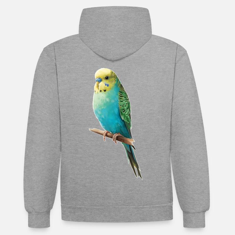 Perruche ondulée - Sweat à capuche contrasté - gris chiné/bleu marine