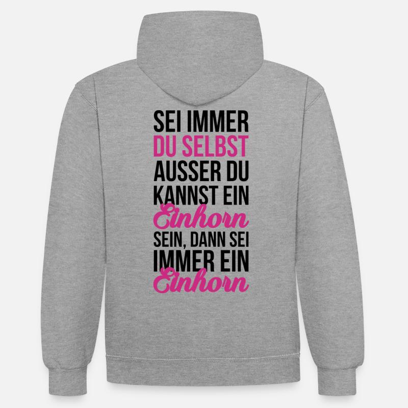 Sei ein Einhorn - Kontrast-Hoodie - Grau meliert/Navy