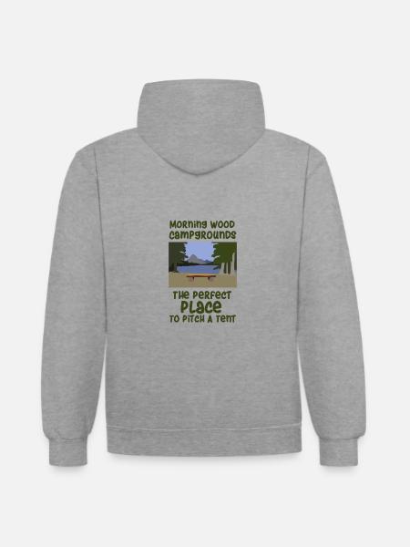 Camping slogan camping - Contrast hoodie - heather grey/navy