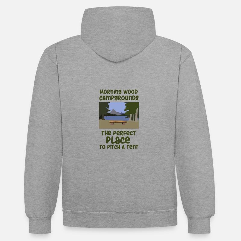 Camping Spruch Zelten - Kontrast-Hoodie - Grau meliert/Navy