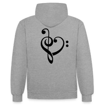 Musik Herz Note Bass Notenschlüssel Chor Band - Kontrast-Hoodie - Grau meliert/Navy - Hinten - Luana (180cm)