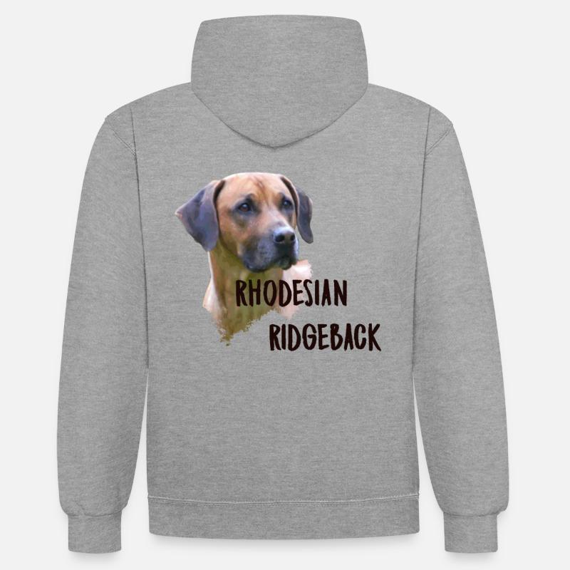 Rhodesian Ridgeback - Sweat à capuche contrasté - gris chiné/bleu marine