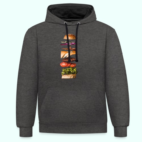 burger anatomie - Bluza z kapturem z kontrastowymi elementami
