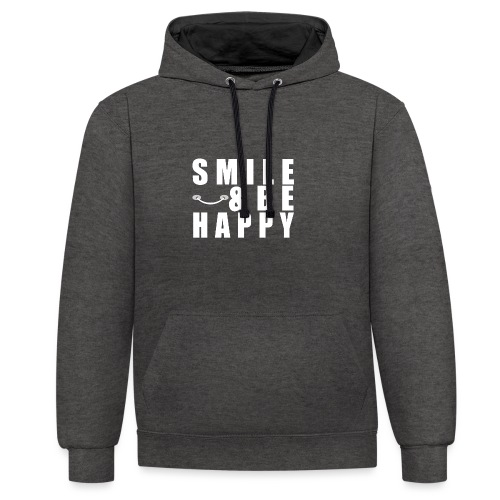 SMILE AND BE HAPPY - Contrast Colour Hoodie