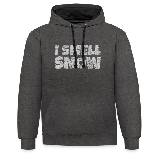 I Smell Snow (Grau) Schnee, Winter, Wintersport - Kontrast-Hoodie