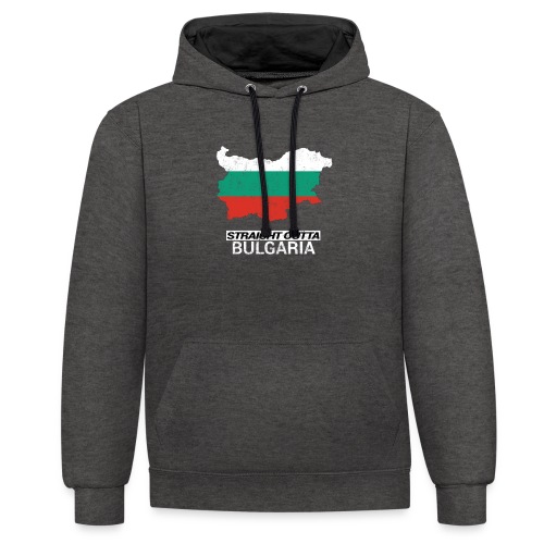Straight Outta Bulgaria country map - Contrast Colour Hoodie