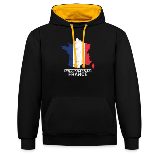 Straight Outta France country map &flag - Contrast hoodie
