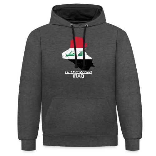 Straight Outta Iraq country map & flag - Contrast Colour Hoodie