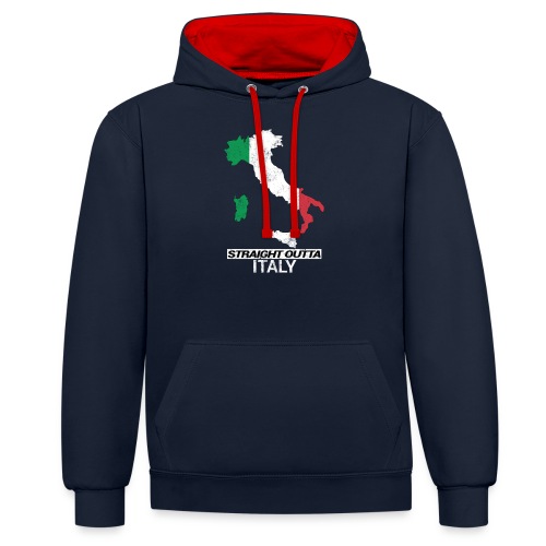 Straight Outta Italy (Italia) country map flag - Contrast Colour Hoodie