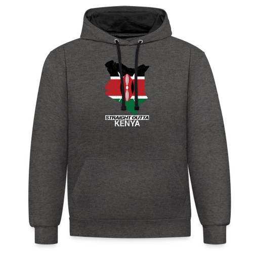 Straight Outta Kenya country map & flag - Contrast hoodie