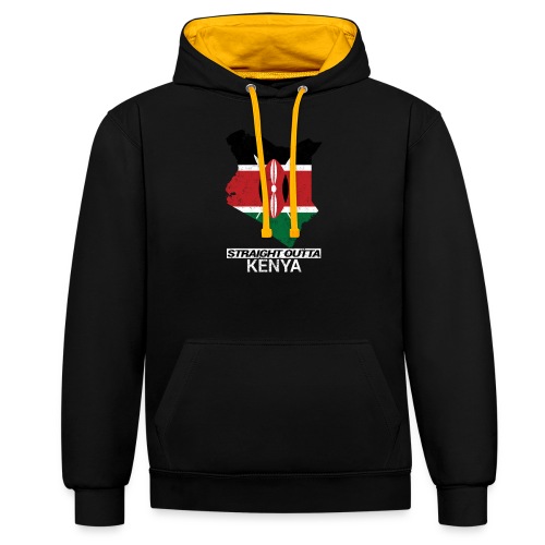 Straight Outta Kenya country map & flag - Contrast hoodie
