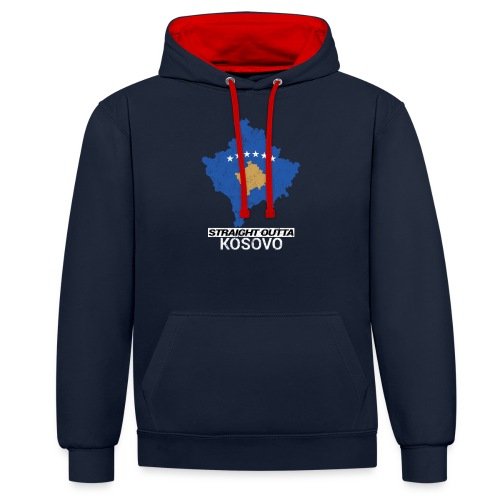 Straight Outta Kosovo country map - Contrast Colour Hoodie