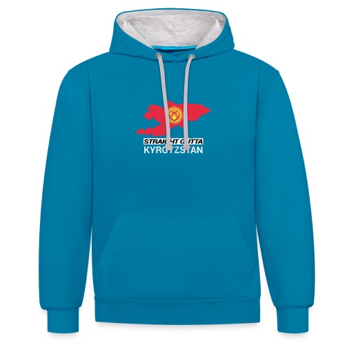 Straight Outta Kyrgyzstan country map - Contrast hoodie