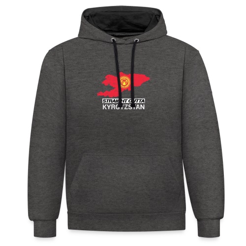 Straight Outta Kyrgyzstan country map - Contrast hoodie