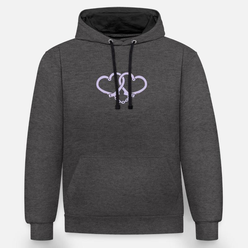 love handcuffs - Sweat à capuche contrasté - anthracite/noir
