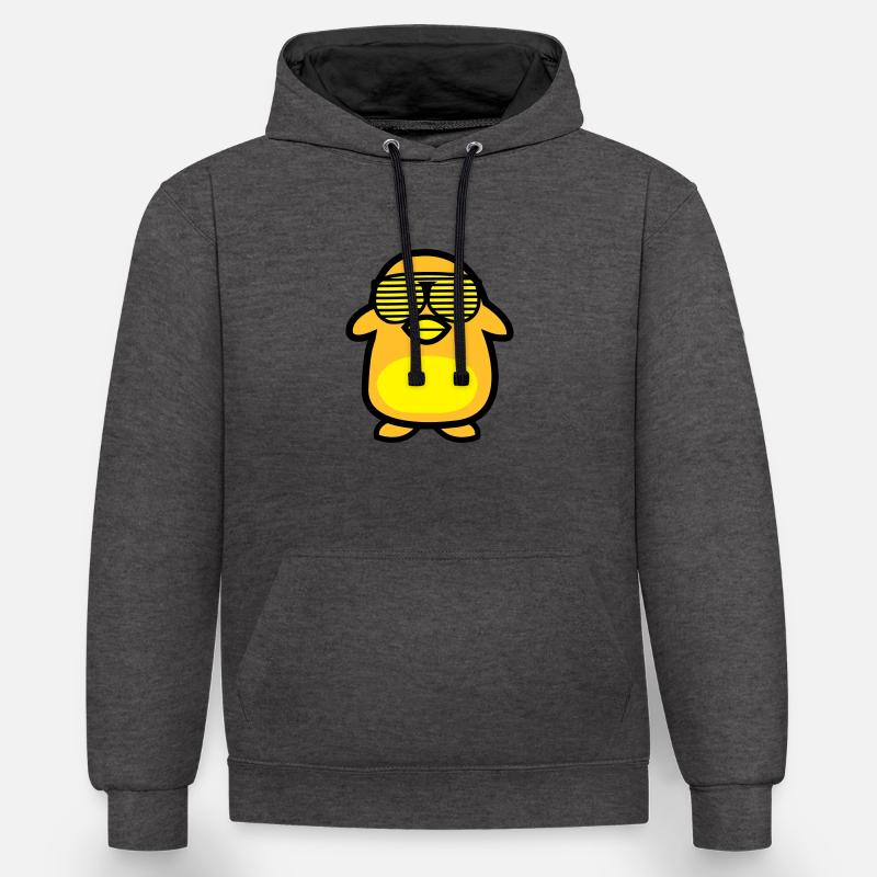 pingouin cool - Sweat à capuche contrasté - anthracite/noir