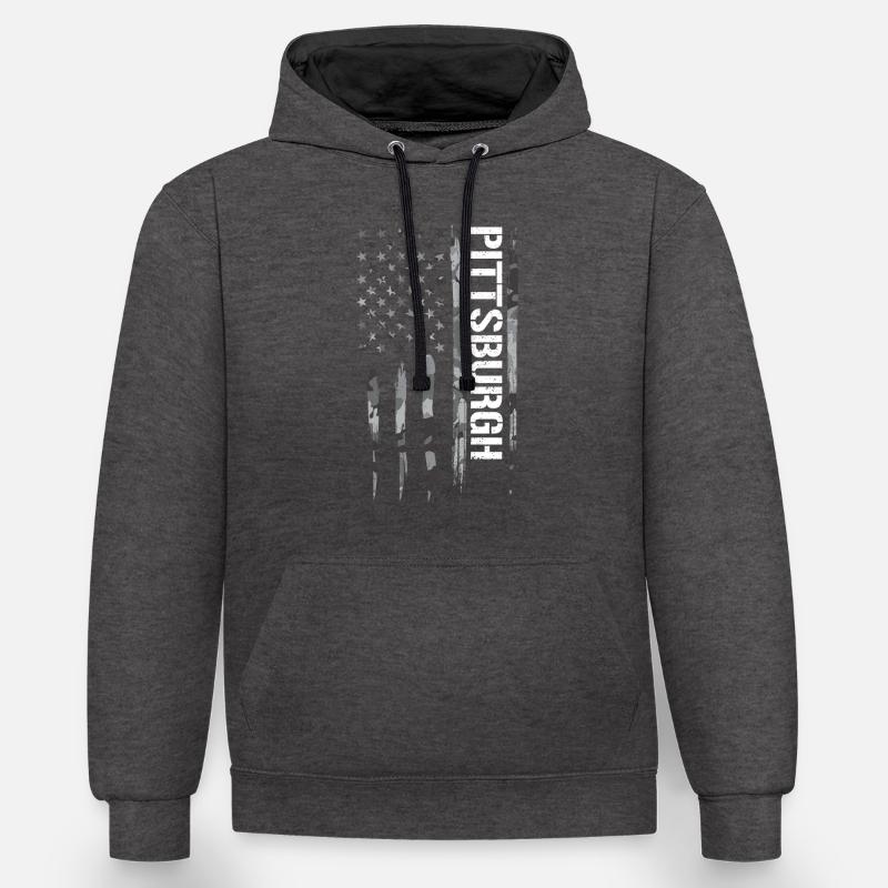 Pittsburgh - Drapeau américain - Sweat à capuche contrasté - anthracite/noir
