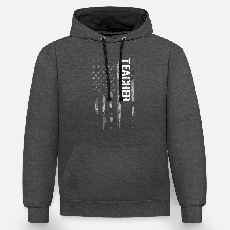 Enseignant - Drapeau américain - Sweat à capuche contrasté - anthracite/noir