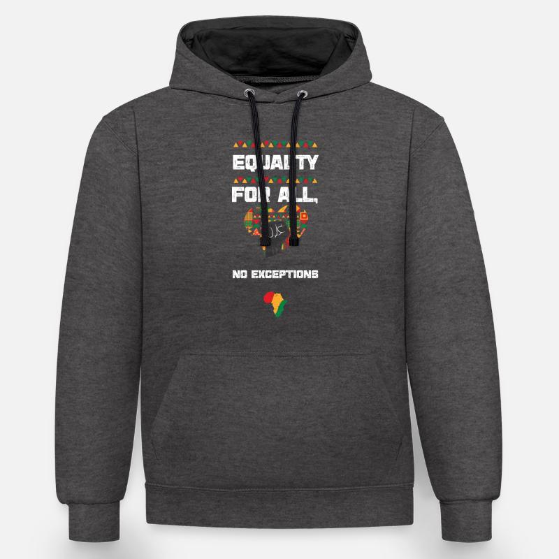 Égalité pour tous, sans exception - Sweat à capuche contrasté - anthracite/noir