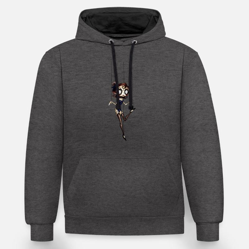 Poupée Threads en Bleu - Sweat à capuche contrasté - anthracite/noir