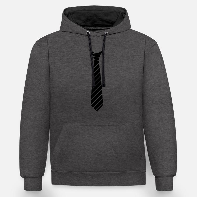 Cravate illusion - Sweat à capuche contrasté - anthracite/noir