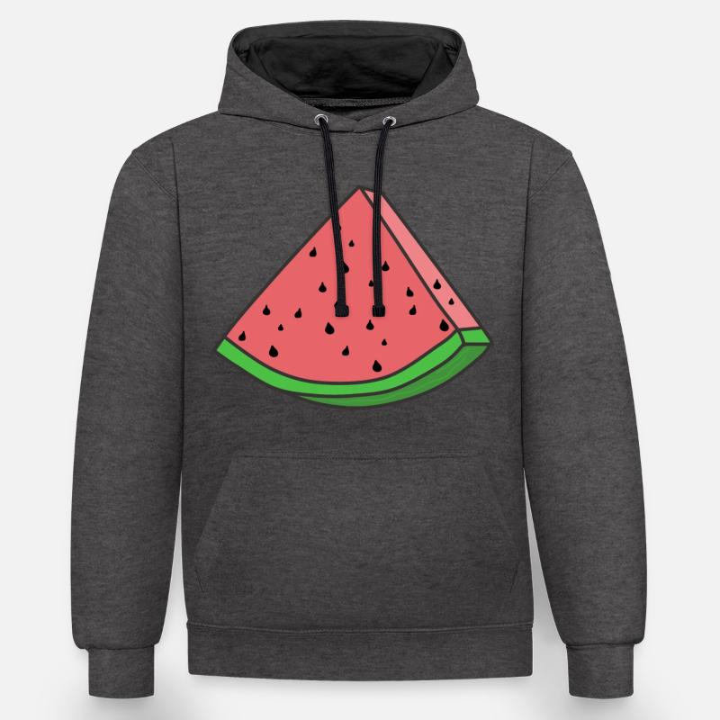 Pastèque Pastèque Pièces de pastèque - Sweat à capuche contrasté - anthracite/noir