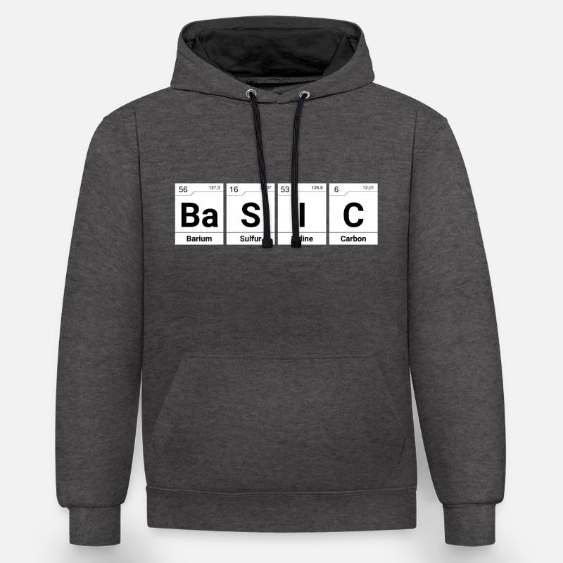 Basic Periodensystem Elemente - Kontrast-Hoodie - Anthrazit/Schwarz