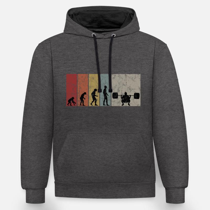 Musculation Bodybuilder GYM Evolution Rétro - Sweat à capuche contrasté - anthracite/noir