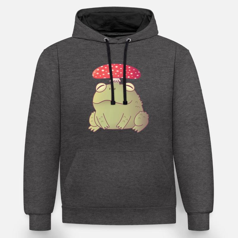 Cute Toadstool Toad Doodle - Contrast hoodie - charcoal/black