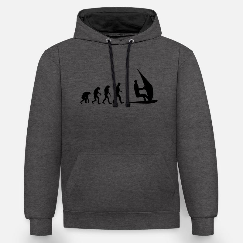 sailboard evolution - Sweat à capuche contrasté - anthracite/noir
