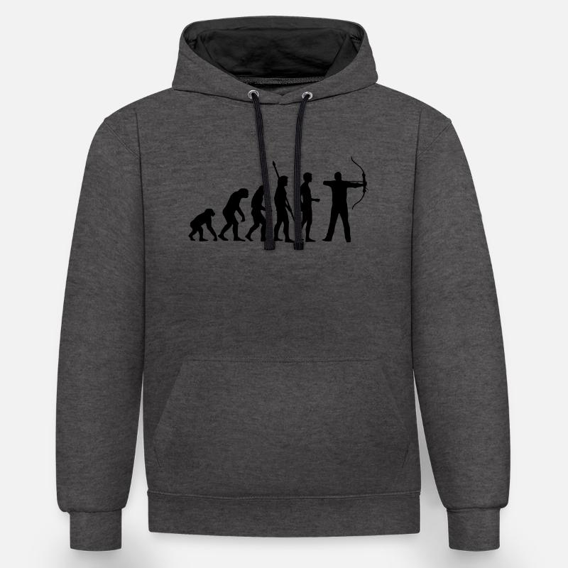 evolution_bogenschiessen - Sweat à capuche contrasté - anthracite/noir