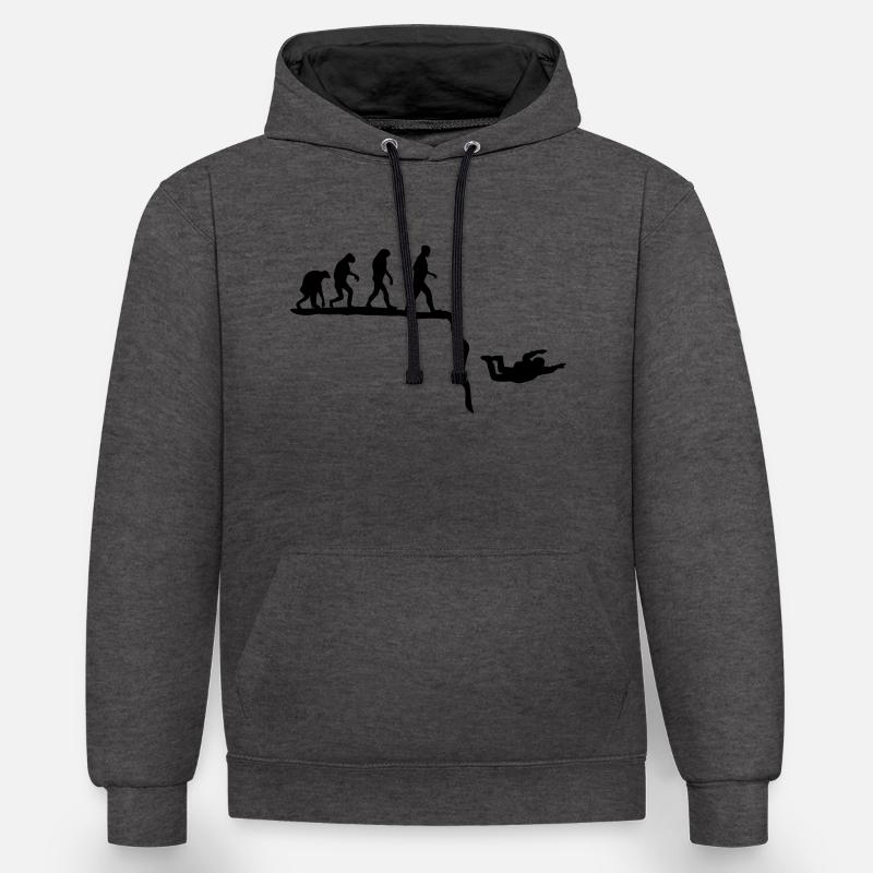 base jumping evolution - Kontrast-Hoodie - Anthrazit/Schwarz