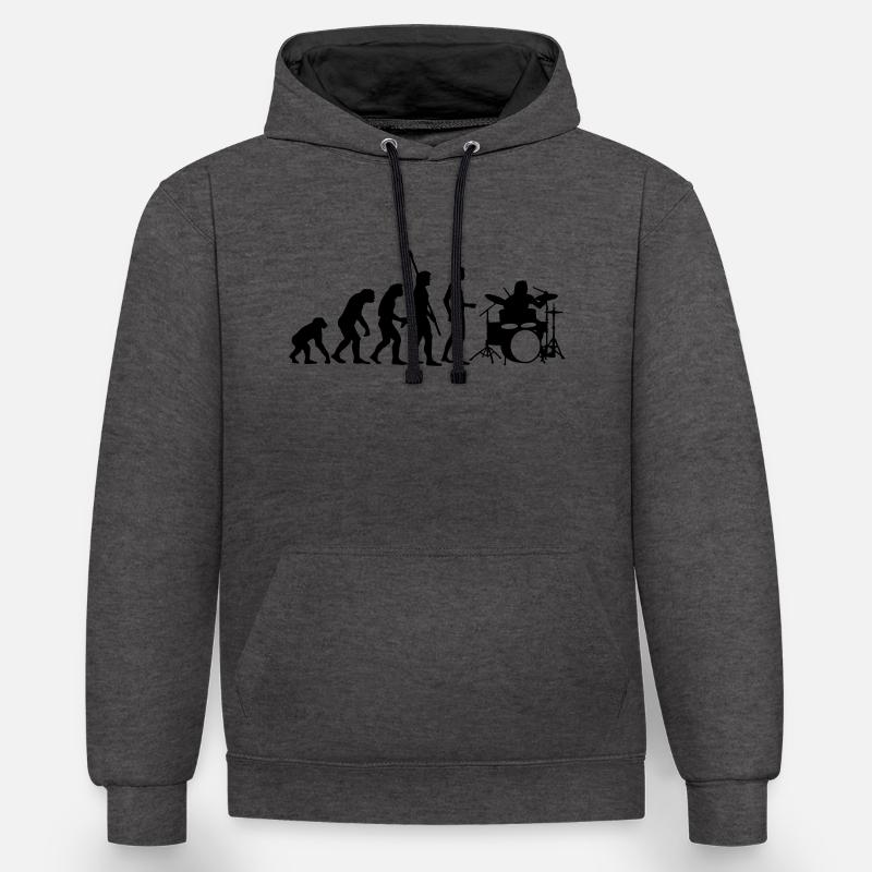 evolution_drummer_b_1c - Sweat à capuche contrasté - anthracite/noir