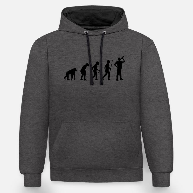 Beer Drinking Evolution - Kontrast-Hoodie - Anthrazit/Schwarz