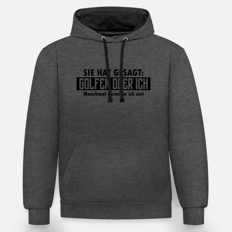 golfen oder ich - Kontrast-Hoodie - Anthrazit/Schwarz