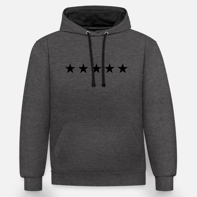Cinq étoiles - Sweat à capuche contrasté - anthracite/noir